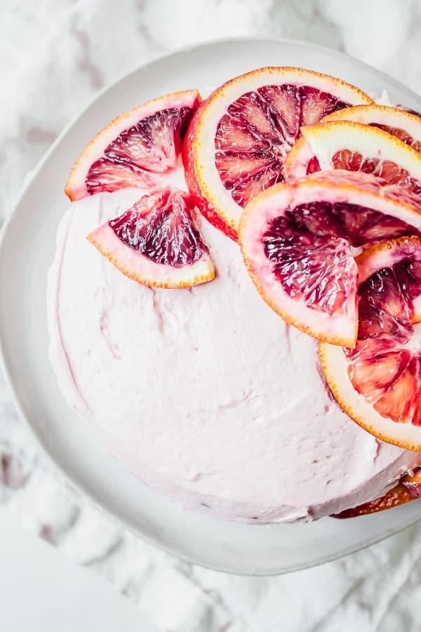 ginger spice cake with blood orange buttercream frosting