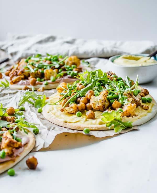 Tandoori Cauliflower Pita Flatbreads with Tahini Cumin "Yogurt"