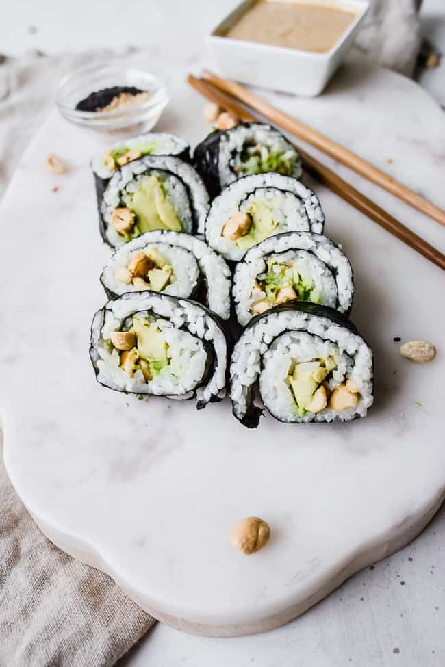 avocado + peanut sushi