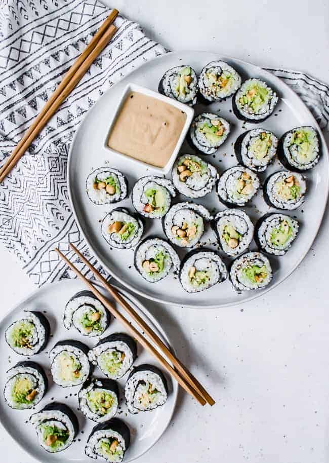 avocado + peanut sushi
