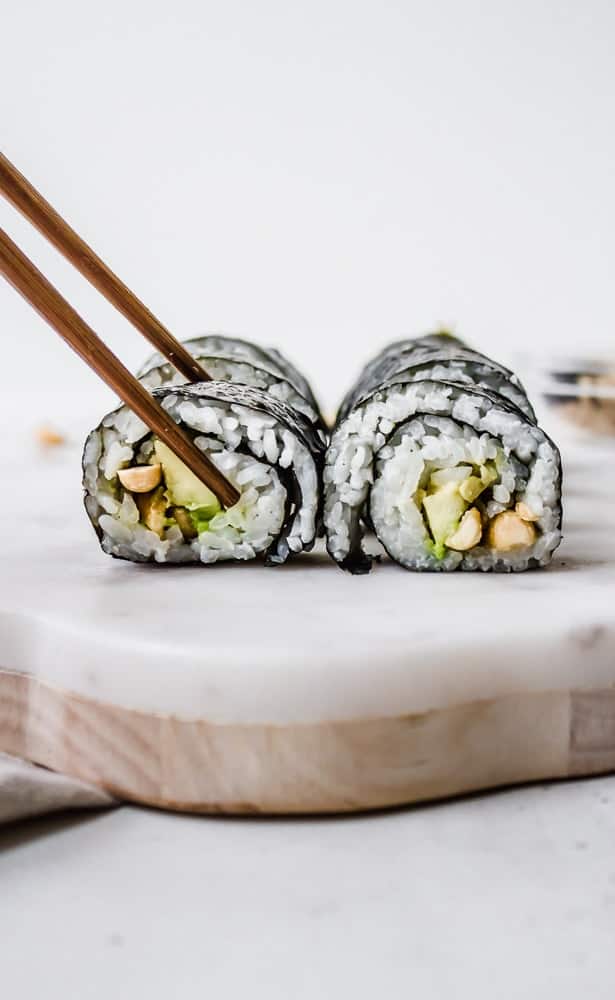 avocado + peanut sushi