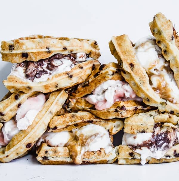 chocolate chip waffle ice cream sandwiches