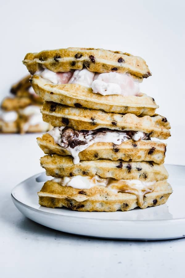 chocolate chip waffle ice cream sandwiches