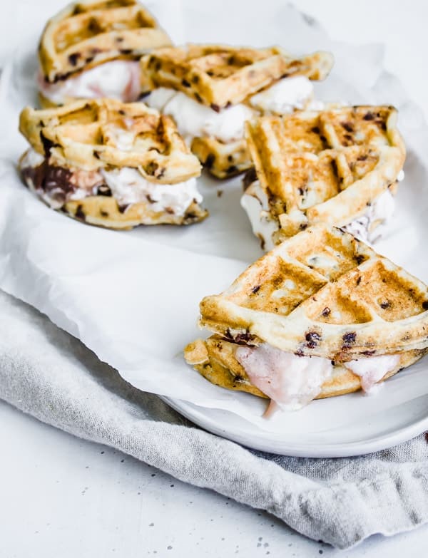 chocolate chip waffle ice cream sandwiches