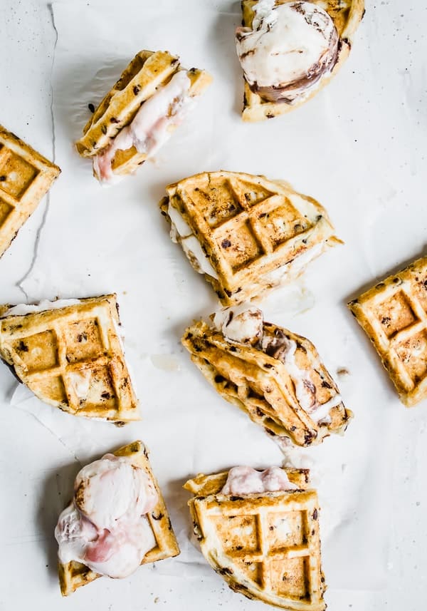 chocolate chip waffle ice cream sandwiches