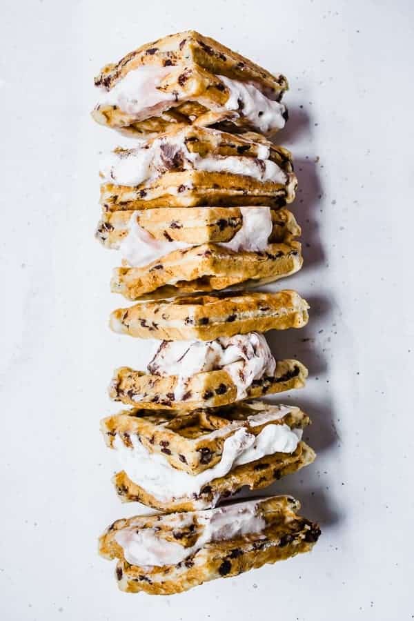 Chocolate Chip Waffle Ice Cream Sandwiches