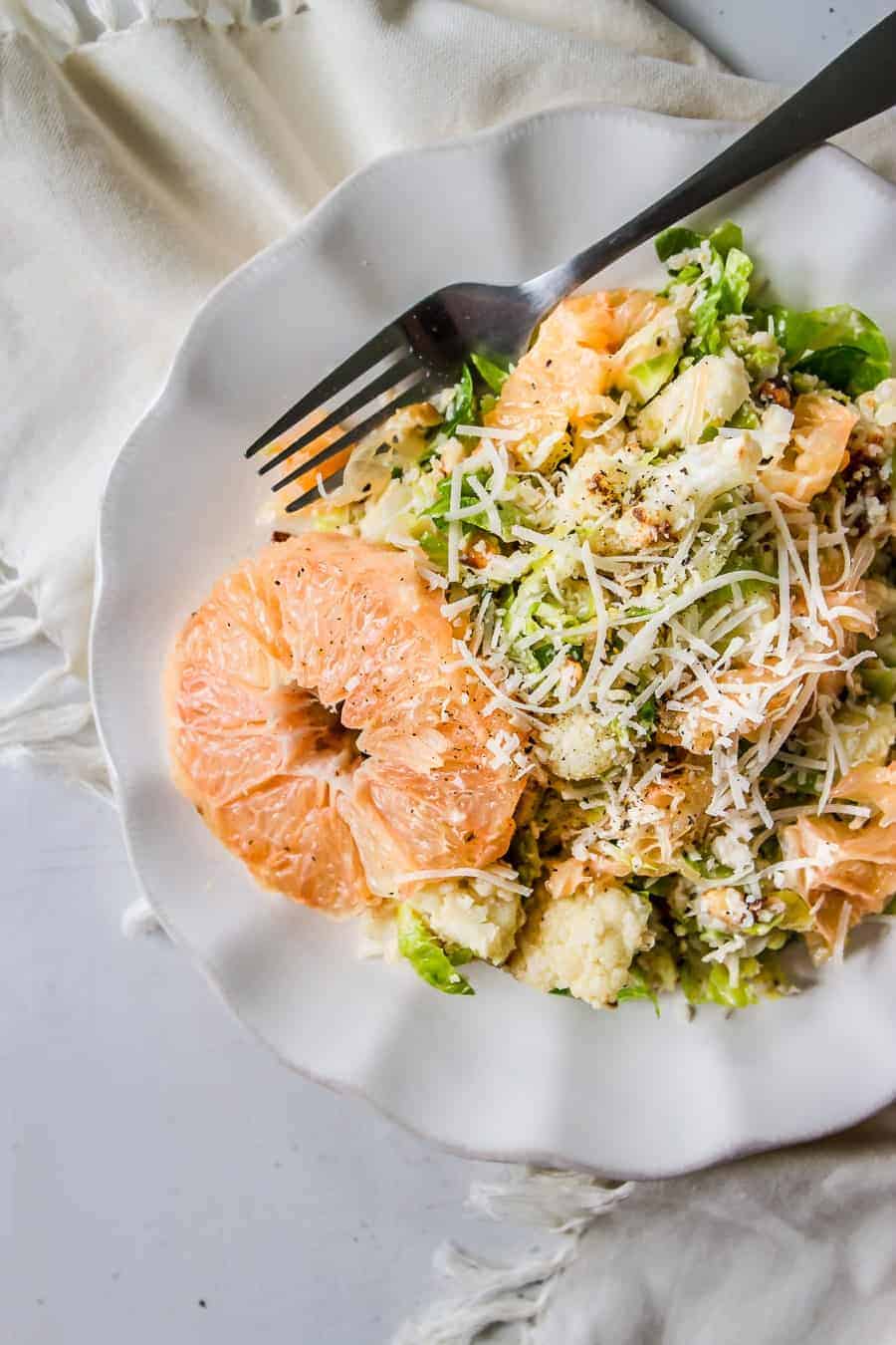Brussels + Roasted Cauliflower Citrus Salad