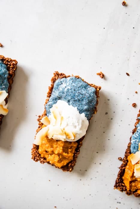 Pumpkin and Chia Pudding Granola Tarts