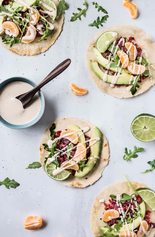 Pickled Beet + Orange Tostadas