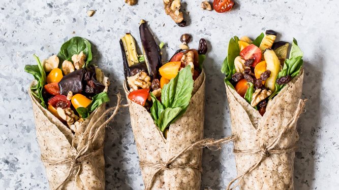 Roasted Eggplant Wraps with Walnut “Ricotta”