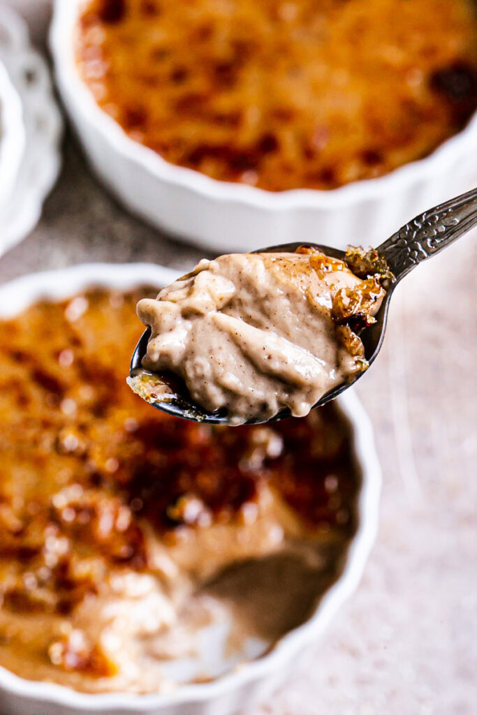 a spoonful of vegan gingerbread creme brûlée