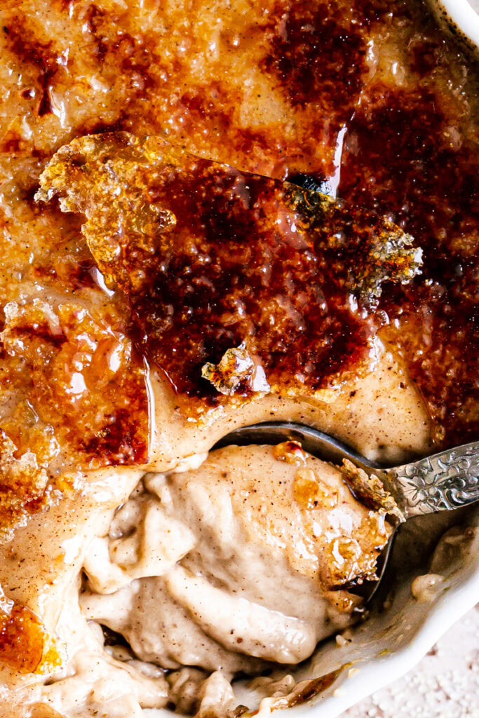 close up of vegan gingerbread creme brullee