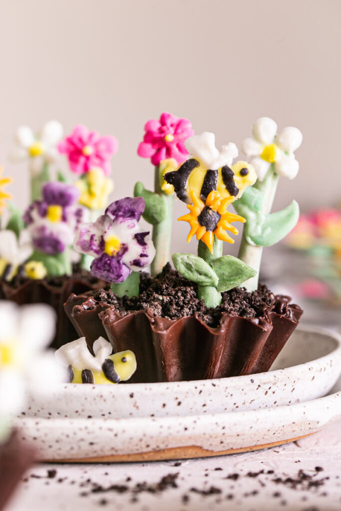 a close up of a Chocolate Avocado Pudding Dirt Cup on a plate