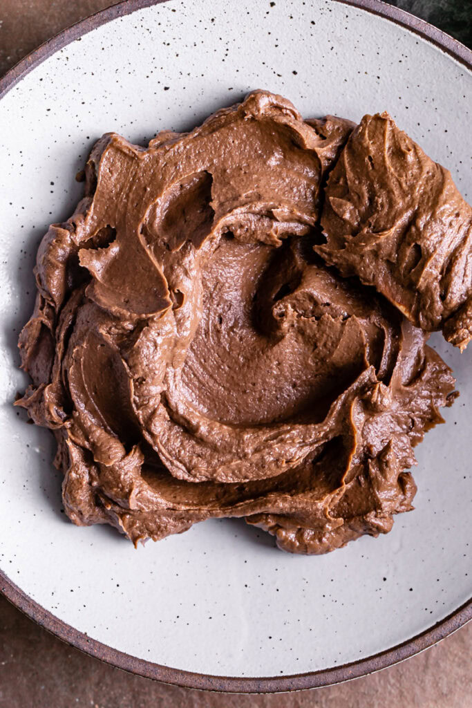 chocolate avocado frosting in a bowl