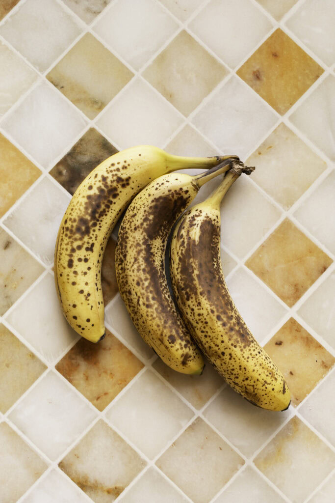 three ripe bananas.