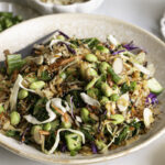 3/4 shot of Kale Edamame Crispy Rice Salad.