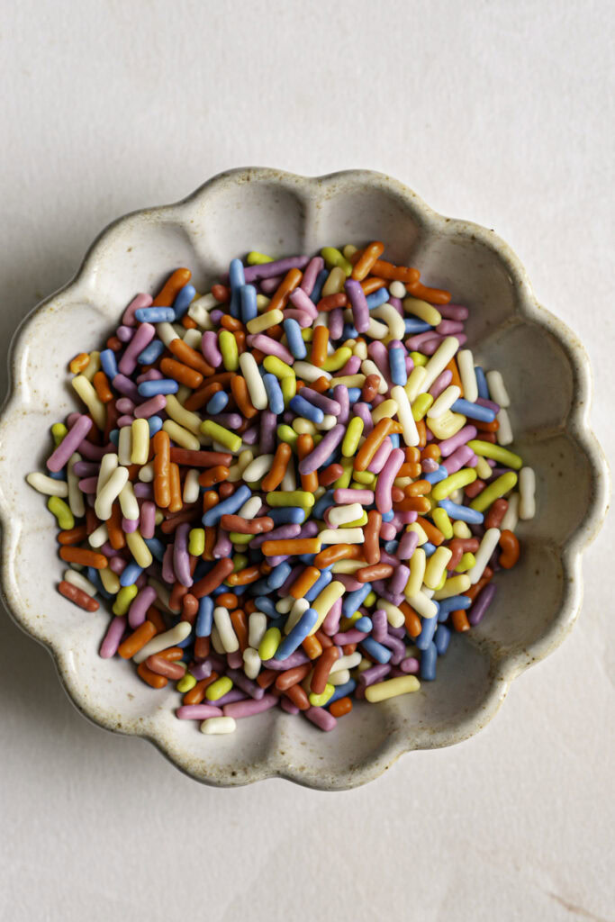 a bowl of colorful dye-free sprinkles.