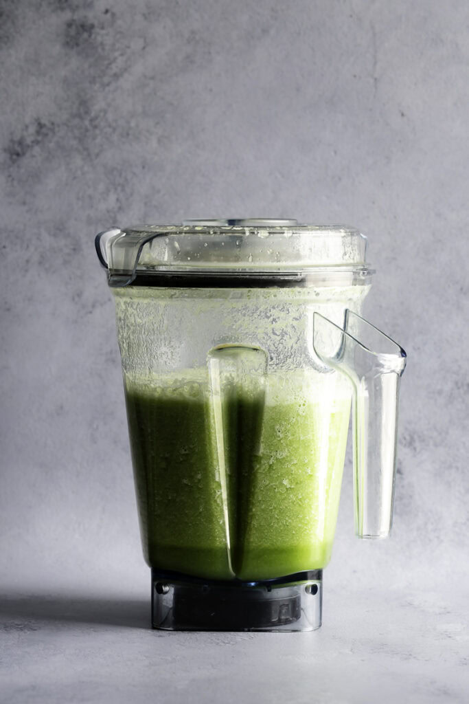 blended celery juice in a blender.